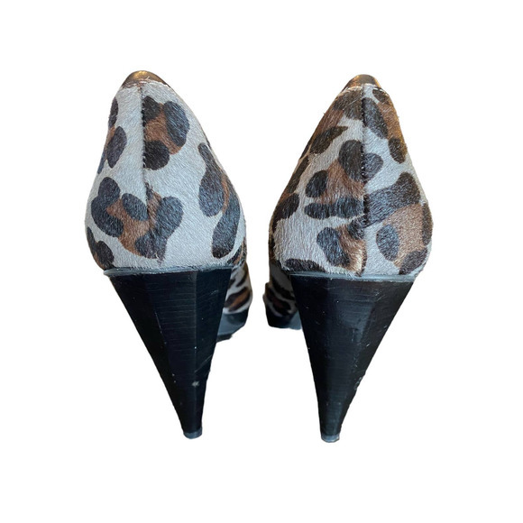 Michael Kors MK Gray Animal Print Calf Hair Peep Toe Platform Heel Pump size 8.5 - Picture 7 of 8